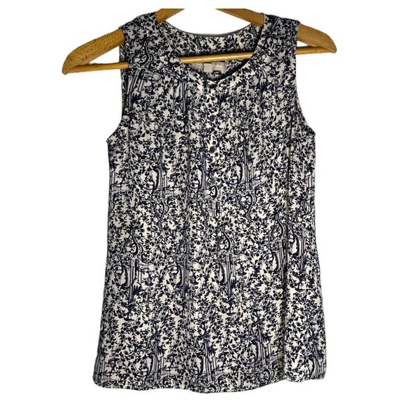 BANANA REPUBLIC Blouse, cream/navy print Size XS - Picture 1 of 6